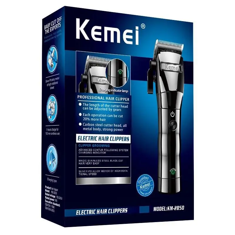 Kemei-cortadora de pelo eléctrica profesional, herramienta de peluquería de alta calidad, bajo nivel de ruido, uso en Barbero, KM-2850