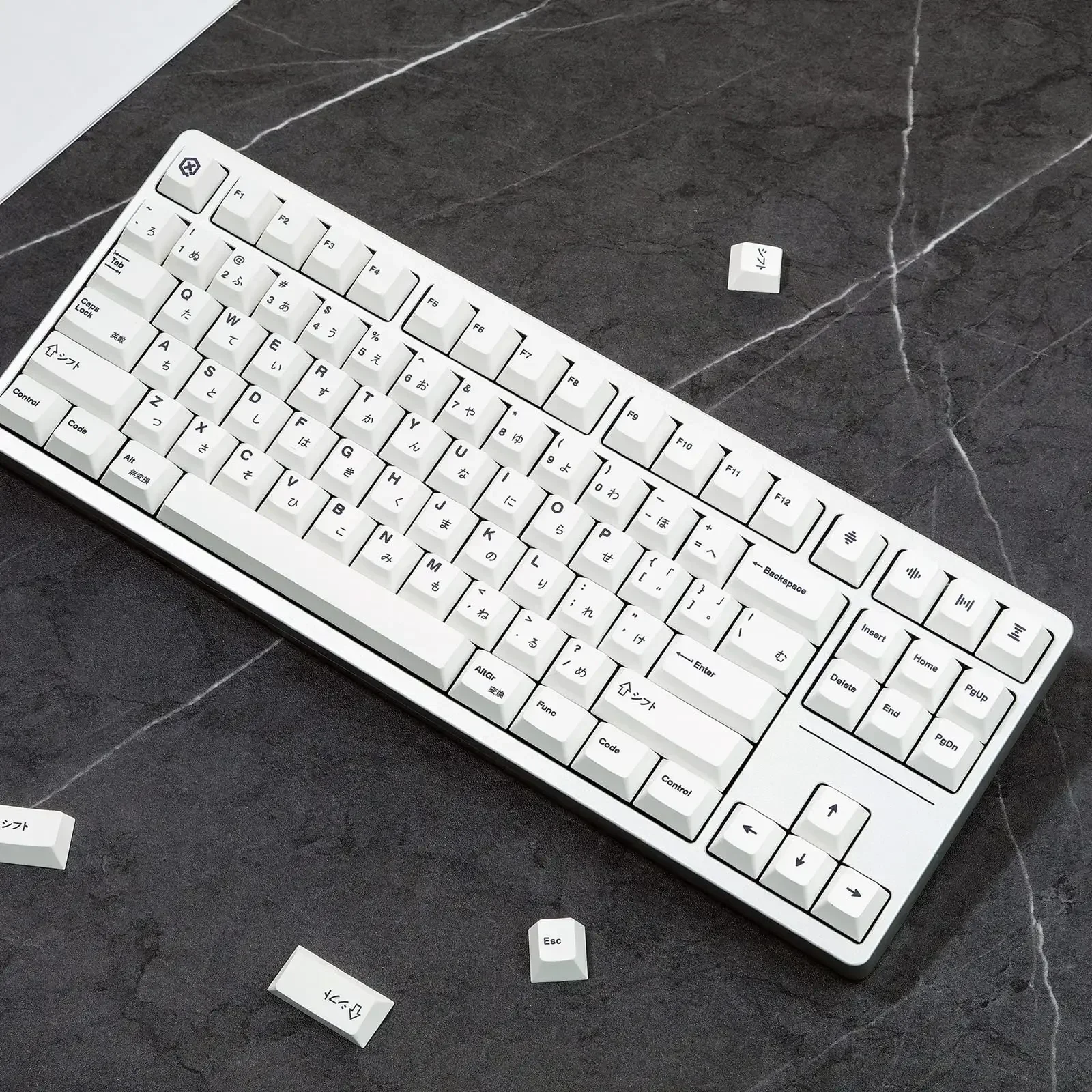 Teclas minimalistas con temática blanca, teclas con perfil de cereza, PBT, DYE-Sub, personalizadas en inglés, para teclado mecánico, 61, 135 teclas