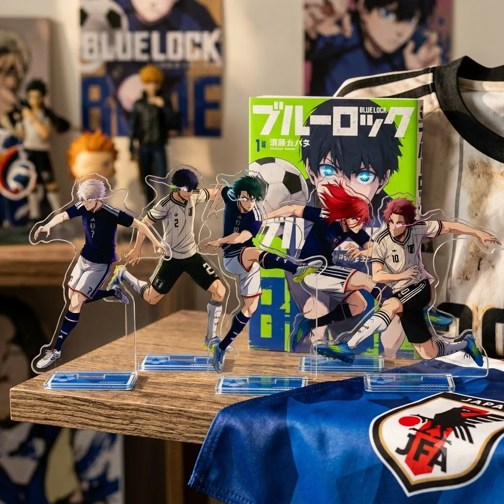 7Pcs Blue Lock Anime Acrylic Stands Chibi Angel Style Figure Desk Decor Keychain Gift for Fans Valentine's Day
