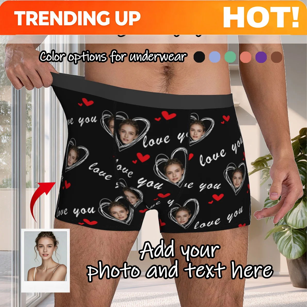 Personalized Face Photo Underwear Custom Boxer Briefs Custom Men Birthday Gift For Husband Anniversary Gift for Dad