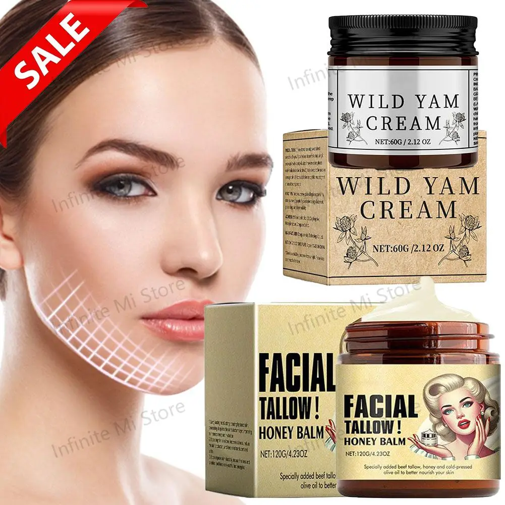 Beef Tallow Face Moisturizer Whipped Beef Tallow & Honey Balm Face & Body Skin Care Grass Fed Grass Finished Face Cream 60g/120g