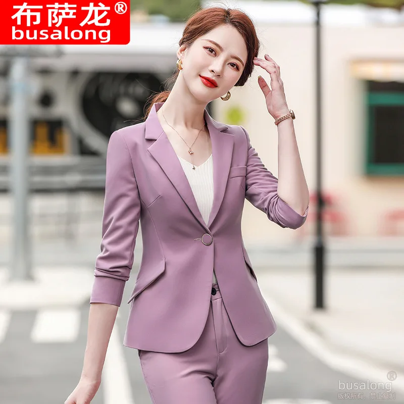 2023 Spring and Autumn Korean Style Small Suit Women's Business Suit Long Sleeve Suit Elegant Slim Jacket Formal Wear