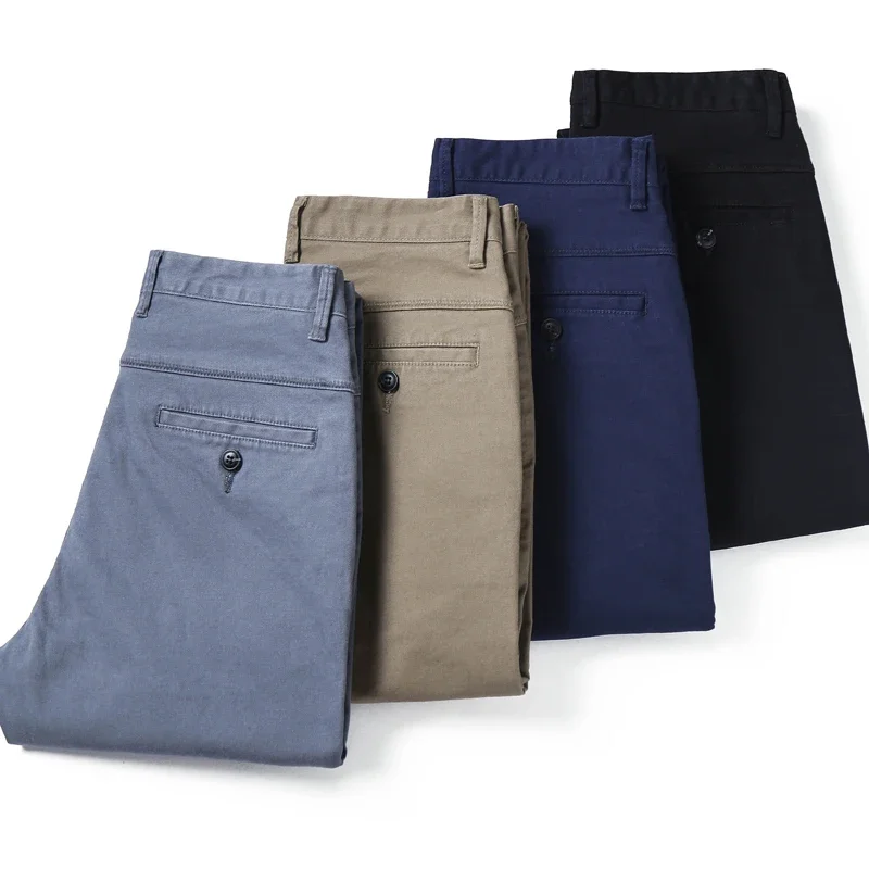

2025 Spring Autumn New Casual Pants Men Cotton Slim Fit Chinos Fashion Trousers Male Brand Clothing Basic Mens Pants