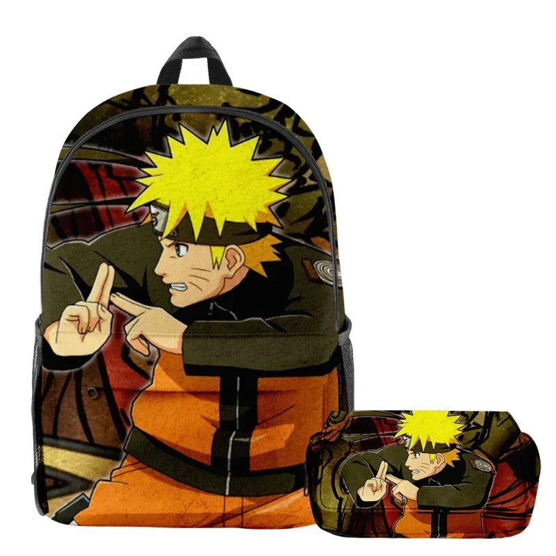 NARUTO NEW Cartoon Comic Backpack  Anime Children Backpack Backpack Set  Pencil CaseTeenager Waterproof Schoolbag Kids Gifts