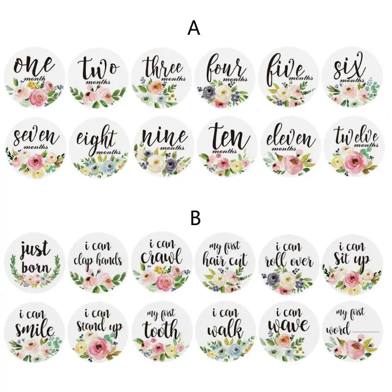 12 Pcs/set Baby Monthly Stickers  Stickers Photography  Props Baby's First Year Month Photo Props