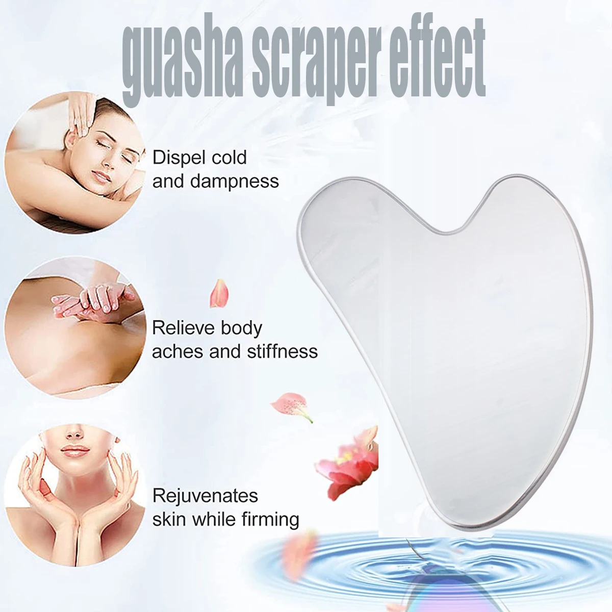 1PC สแตนเลสสตีล Gua Sha Scraper Skin Beauty Care เครื่องนวดหน้าคอ Guasha Detox SPA เครื่องมือนวดความเครียดผ่อนคลาย