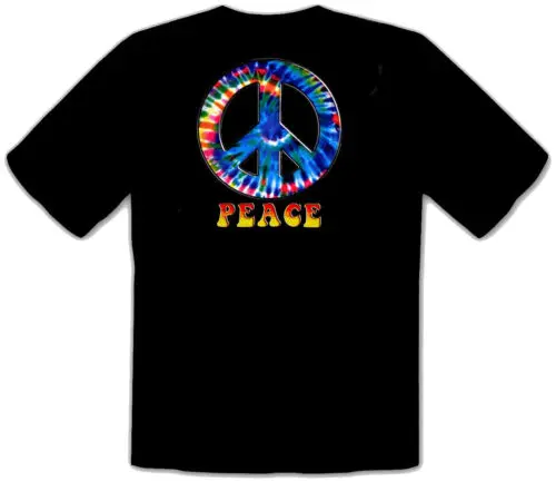 Peace 70er TyeDye Batik schwarz T-Shirt -454