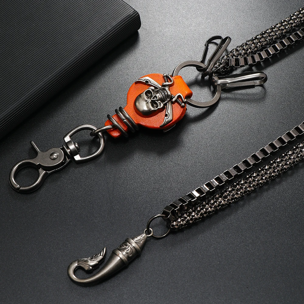 1Piece Punk style double chain skull pant chain