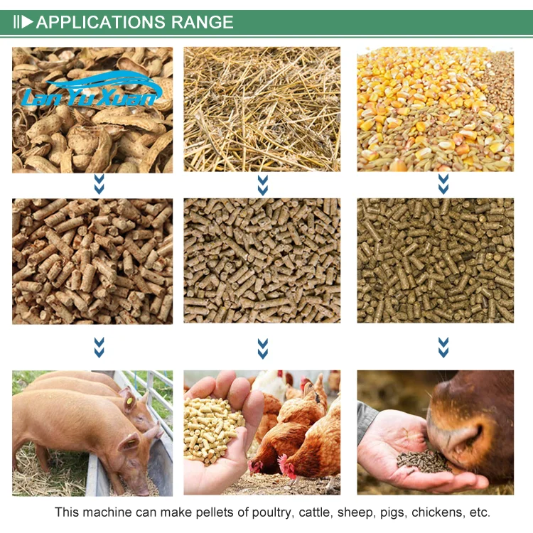 150-300 kg/h livestock pig cattle poultry fish food feed pellet making mill machine pellet production line