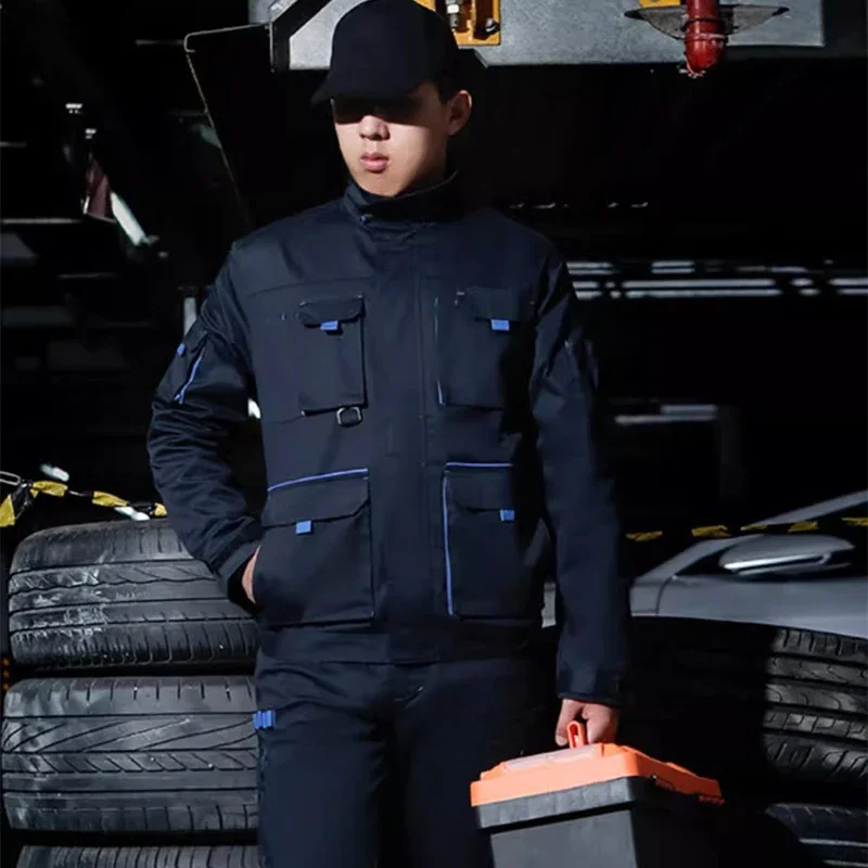 Safety Jackets and Pants for Work Men with Reflective Stripes Multi Pockets Factory  Construction Clothes Workshop Uniforms
