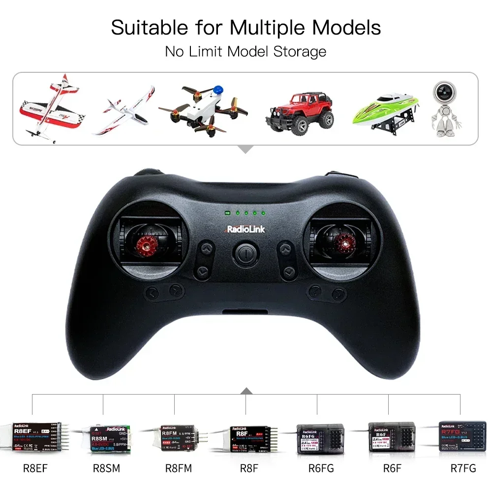 Radiolink New T8S 2.4G 8 Channel Radio Remote Transmitter with Receiver R8EF Game Shape Controller 2000m FPV Drone RC Aircraft