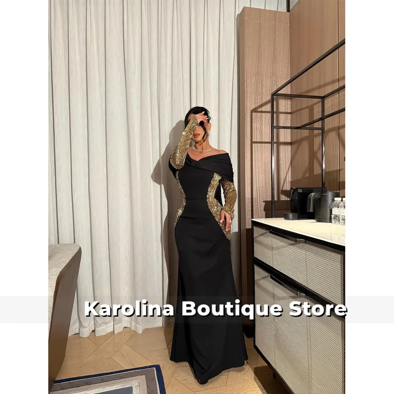 ชุดราตรีงานแต่งงานสำหรับงานปาร์ตี้ ชุดราตรีออกงาน ชุดราตรีงานพรอม ชุดเดรสทรงเมอร์เมดสีดำ ชุดราตรีงานเลี้ยงสุดหรู ปี 2025