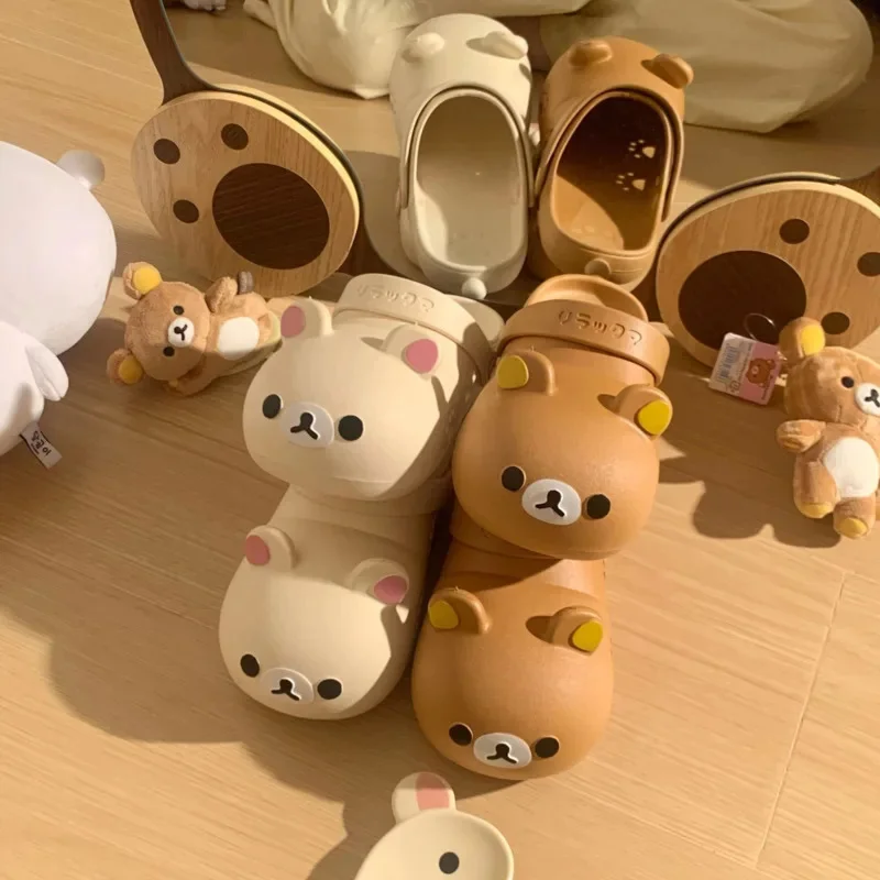 

Kawaii Rilakkuma Y2K Slippers Cartoon Anime Japan All Inclusive PE Indoor Home Flat Anti Slip Couple Couple Sandals Slippers New