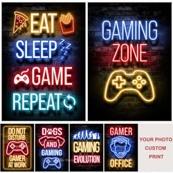 Gaming Quotes Poster Custom Posters DIY Funny Gamer Slogan Home Game Room Playroom Decor Aesthetic Art Wall Painting Sticker