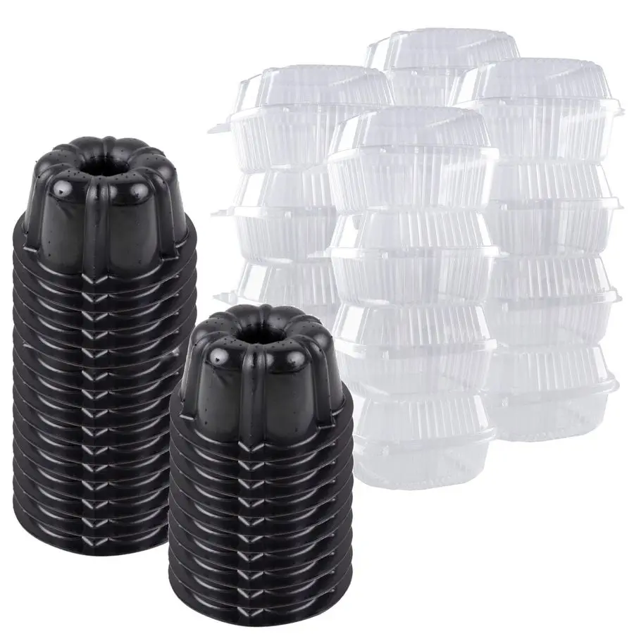 

Bakeable Plastic Mini Cake Pan with Container Baking Pan With NonStick Silicone Reusable Mold For Baking and Much More and Clear