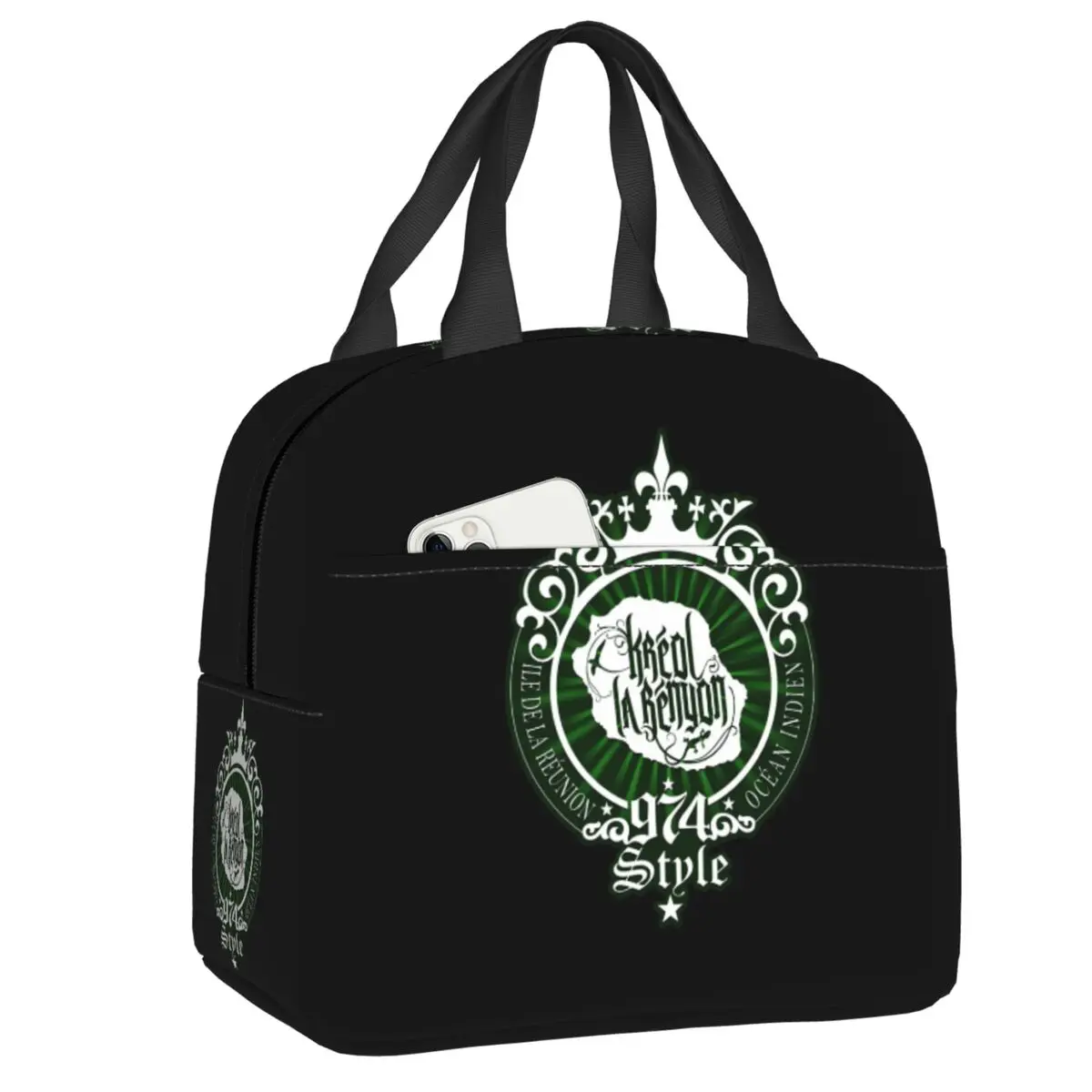 

Custom Kreol Reunion Island 974 Style Insulated Lunch Tote Bag for Women Thermal Cooler Food Lunch Box Kids School Children