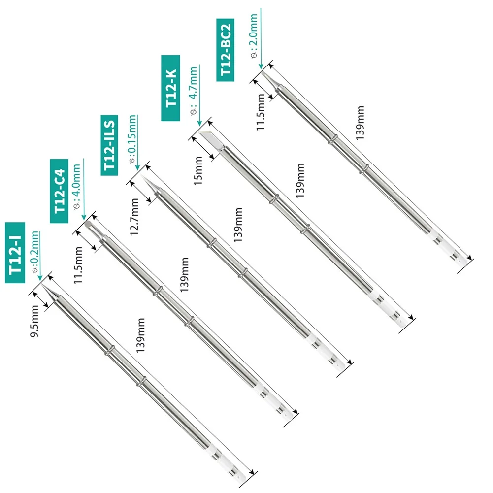 T12 Tip Soldering Iron Tips T12-ILS/K/I/BC2/C4 For 951 950 942 Welding Bench Composite Welding Nozzle Metalworking Welding Tool