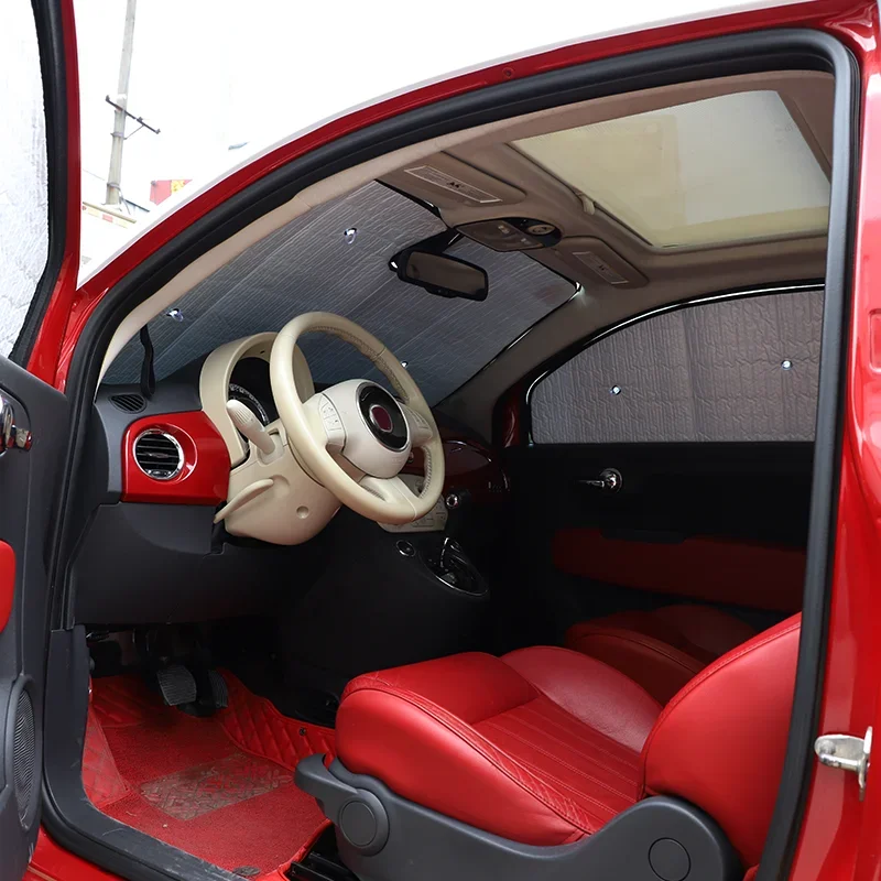 For Fiat 500 2016-2026 Car SunShade Vehicle Windscreen Block UV Rays Sun Shade Visor Protector Parasol Auto Interior Accessories
