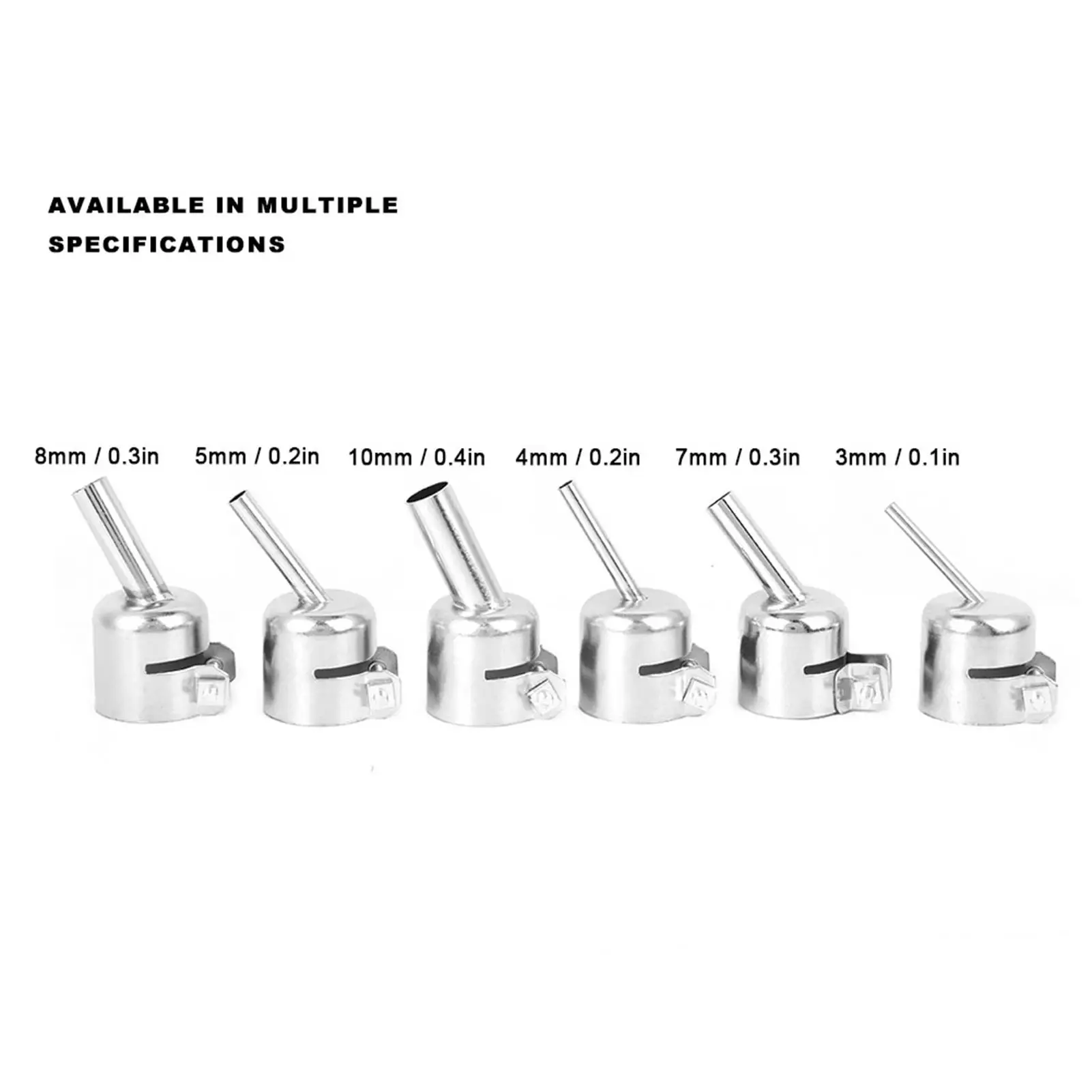 6Pcs 45° Bent Curved Heat Nozzle for 861dw Soldering Station - Oblique Mouth Welding Accessories