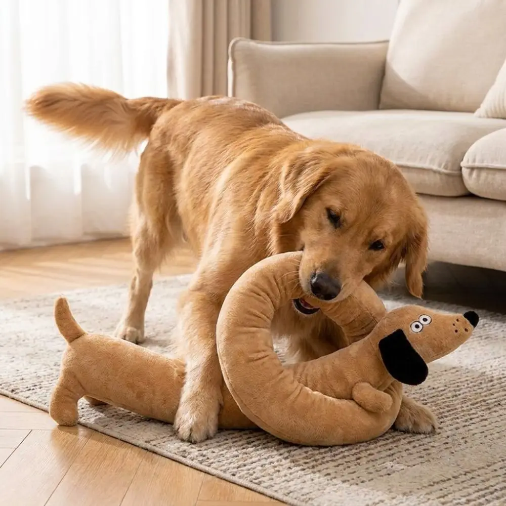Juguete de peluche para perro resistente a mordidas, con nudo y sonido, juguete novedoso y divertido para perros, juguete de animal de peluche.