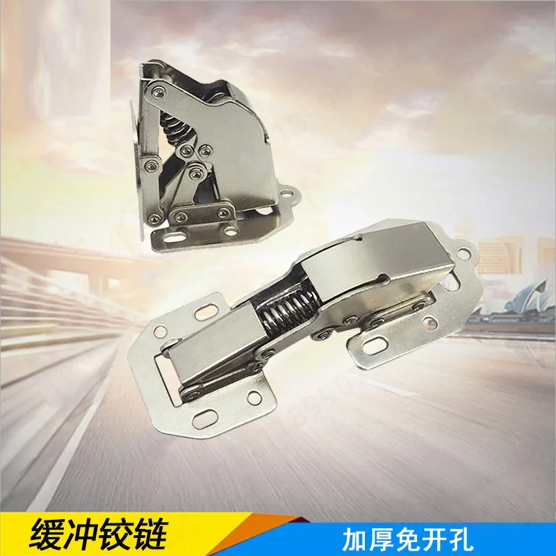Reinforced Bridge Frog Spring Hinge Hole Free Hydraulic Damping Silent Cabinet Door Folding Spring Hinge Hardware