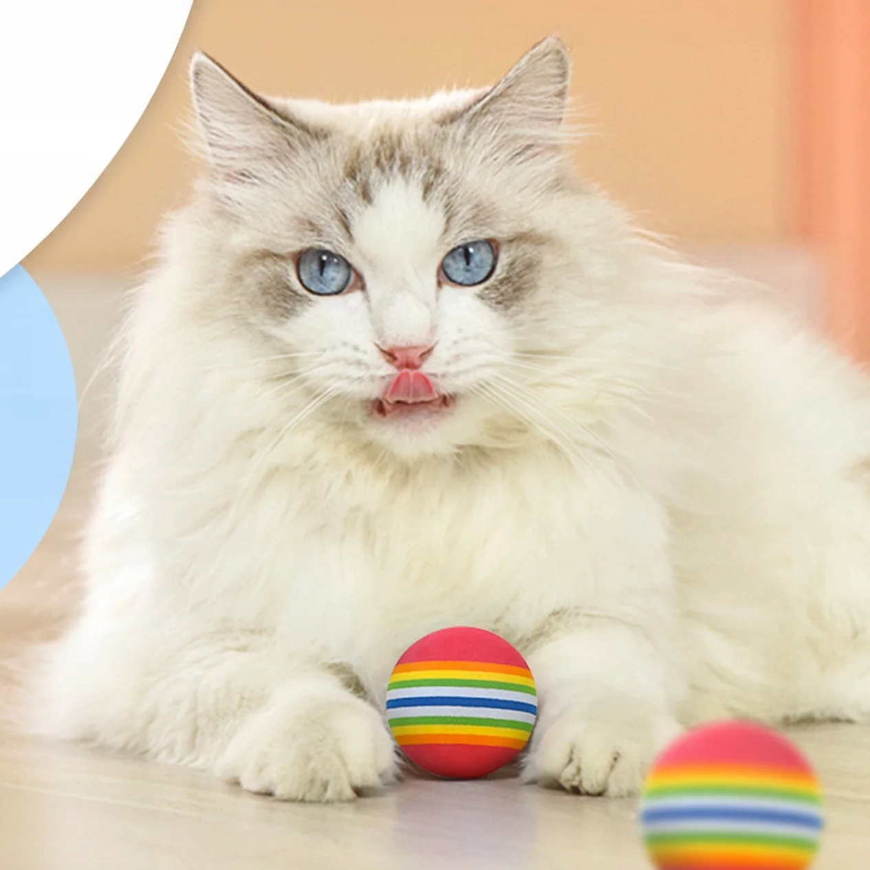 1/9 Stück Katzenspielbälle zur Selbstunterhaltung, Langeweilebekämpfung, Regenbogenfarben, Schaumstoff-Teasing-Bälle für Kätzchen, interaktive Spielzeuge, lustiges Haustiergeschenk – Detail 7