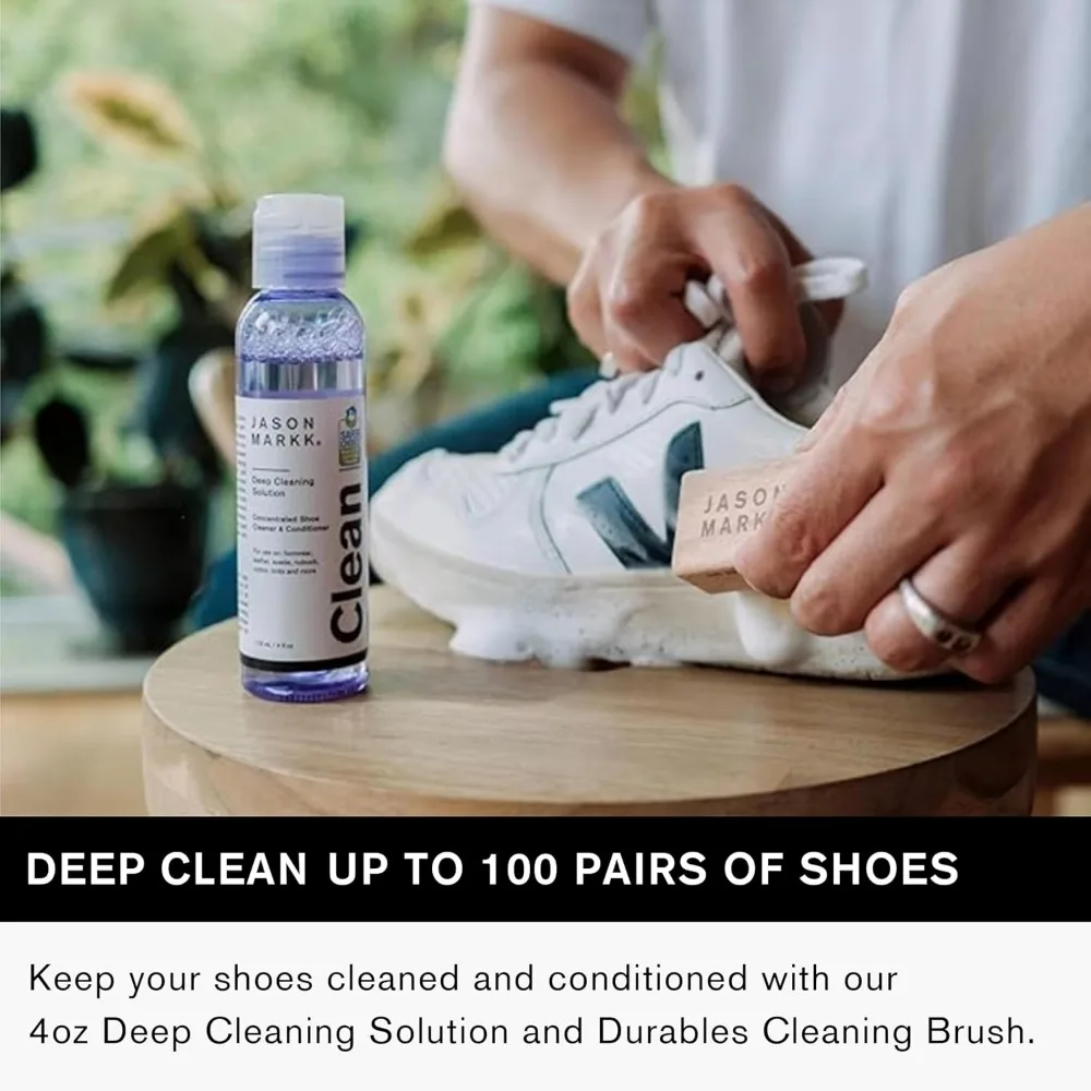 Shoe Cleaner Kit - Deep Cleaning Solution & Brush, Safe for Leather, Rubber, Sneakers, 4oz