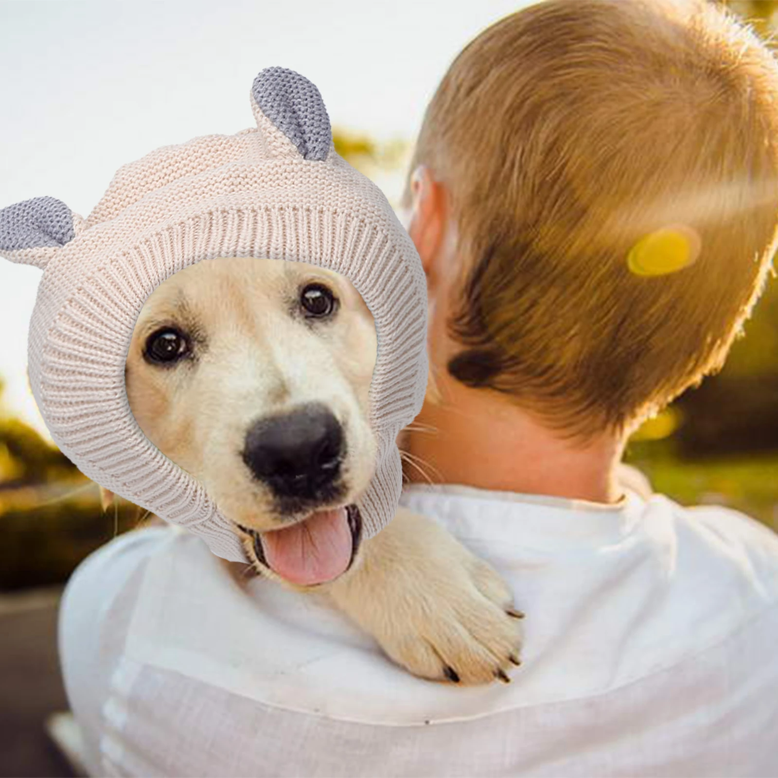 Strickmütze, Lärmschutz, Haustier-Ohrenschützer, Abdeckung, Winter, waschbar, Hunde-Gehörschutz, Wärmer für mittelgroße und große Hunde, Katzen, Haustiere, Gesicht