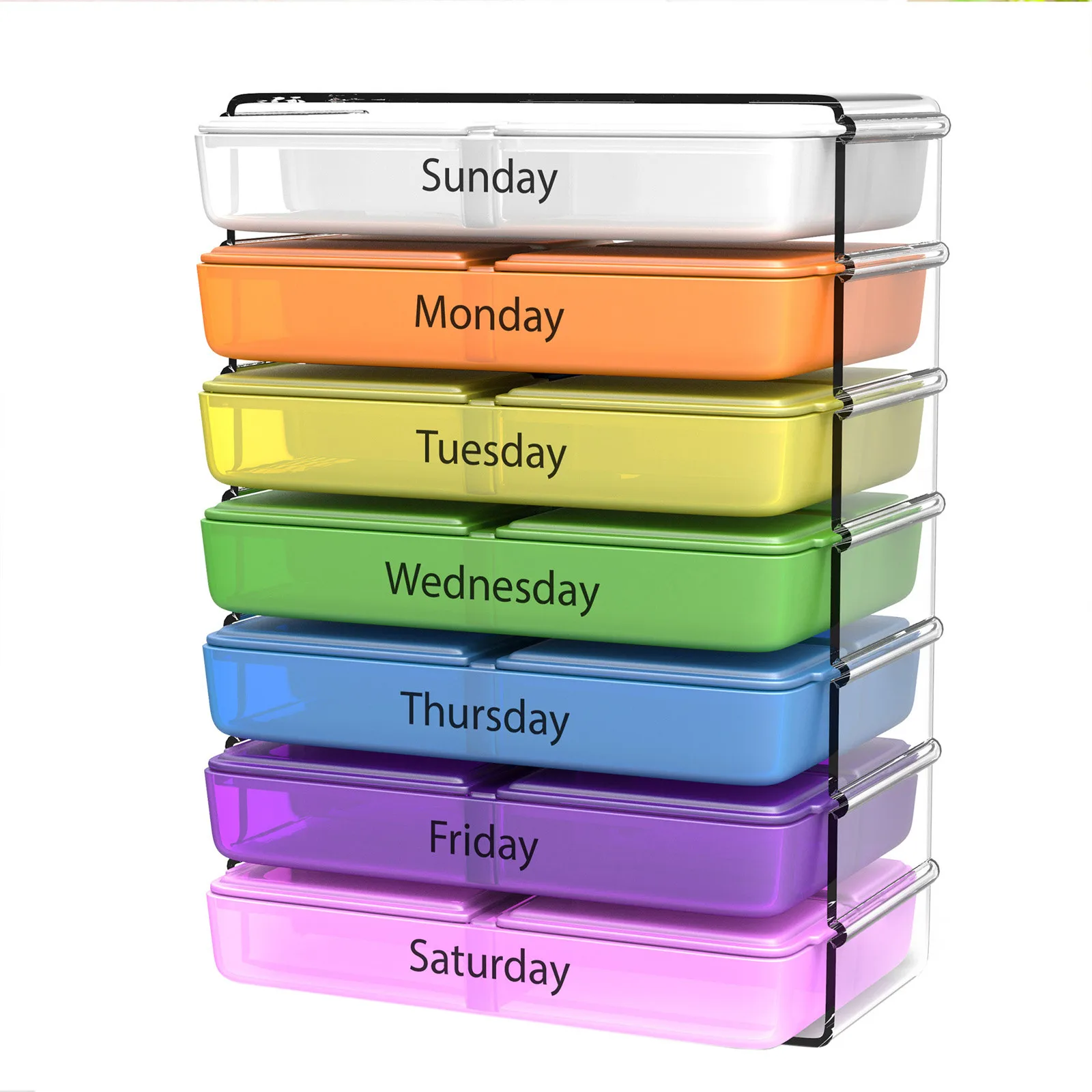 Portable Color Small Storage Box Portable One Week Sealed Storage Box 7-layer Folding Small Storage Box Portable Storage Box