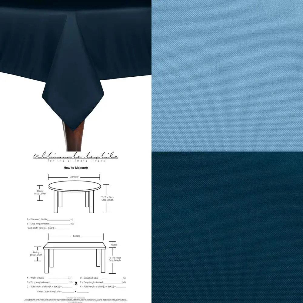 Polyester Linen Tablecloths - 60 x 60 Square, Lagoon Blue, Set of 5, Durable and Elegant for Dining and Events