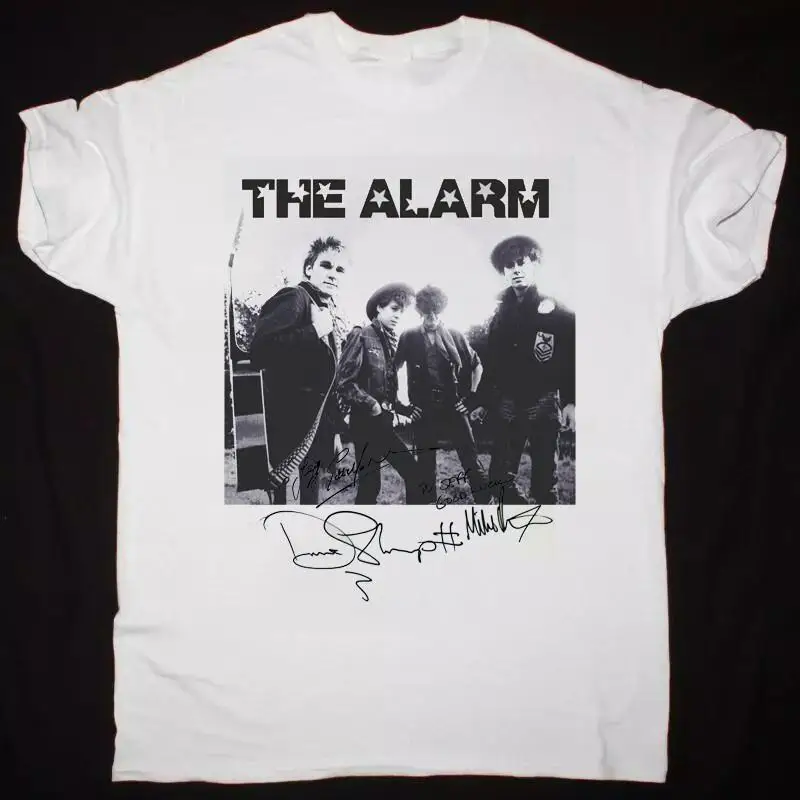 THE ALARM Band Members Signature White Color Rare Shirt