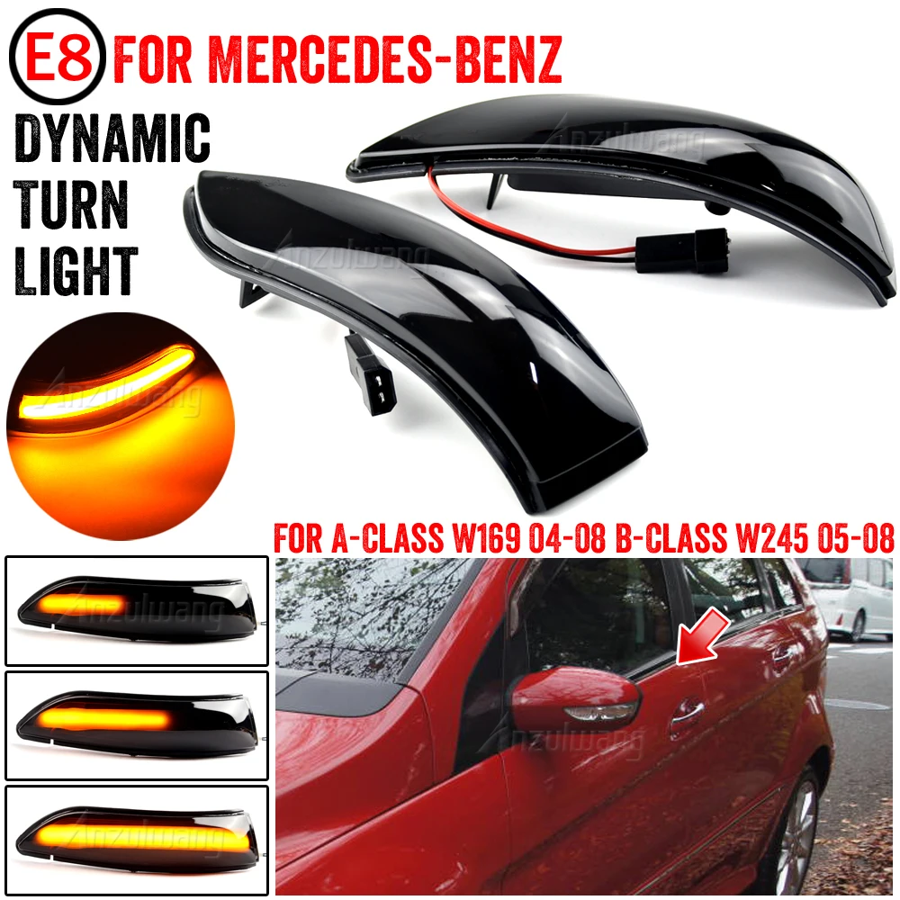 

1 Pair LED Dynamic Side Wing Rearview Mirror Light For Mercedes For Benz A B Class W169 W245 2004 2005-2008 Turn Siganl Lights