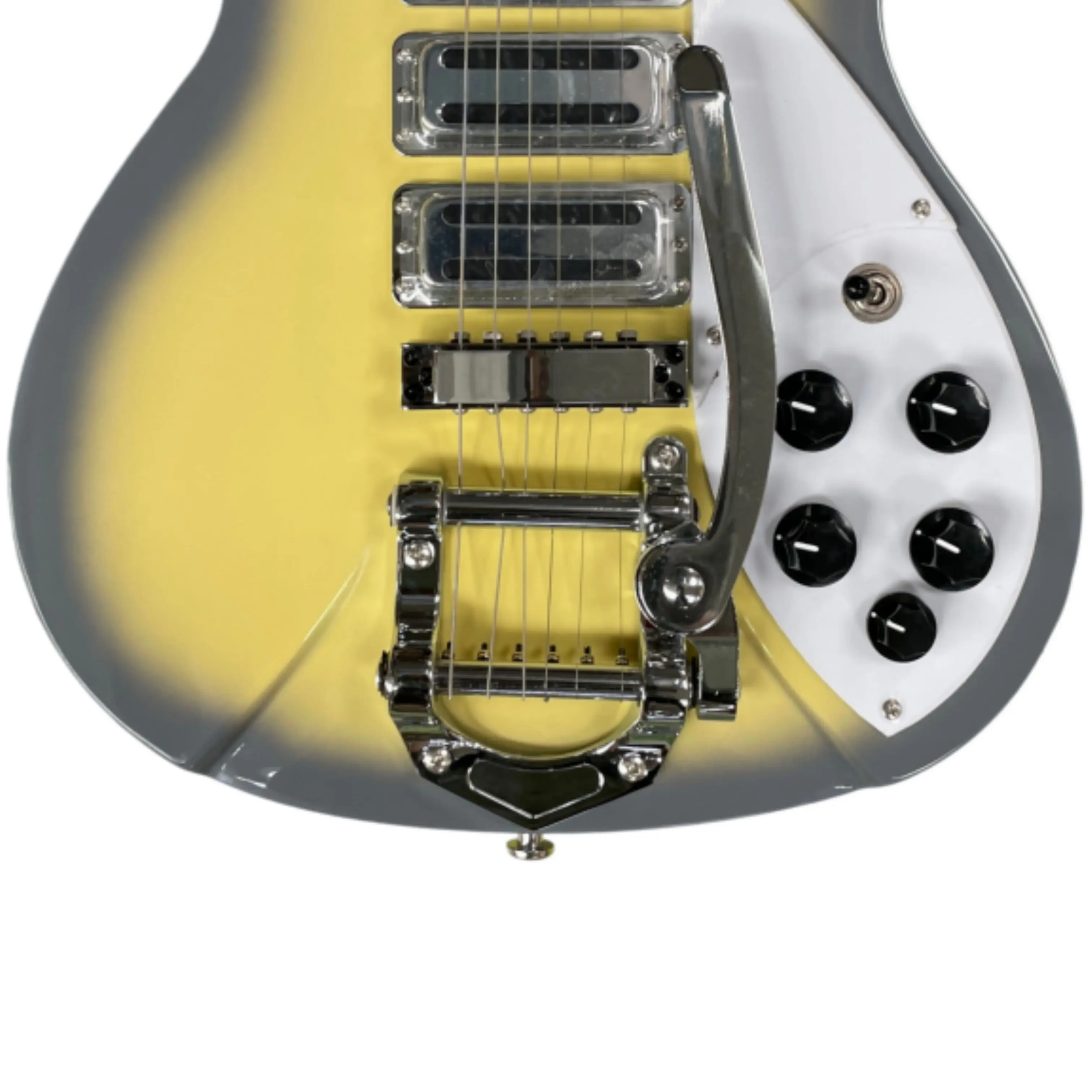 Grey-Yellow Gradient Electric Guitar, Vintage Rock Shape,Dot Inlays Guitars,Great for Vintage Style Playing Display Guitarra