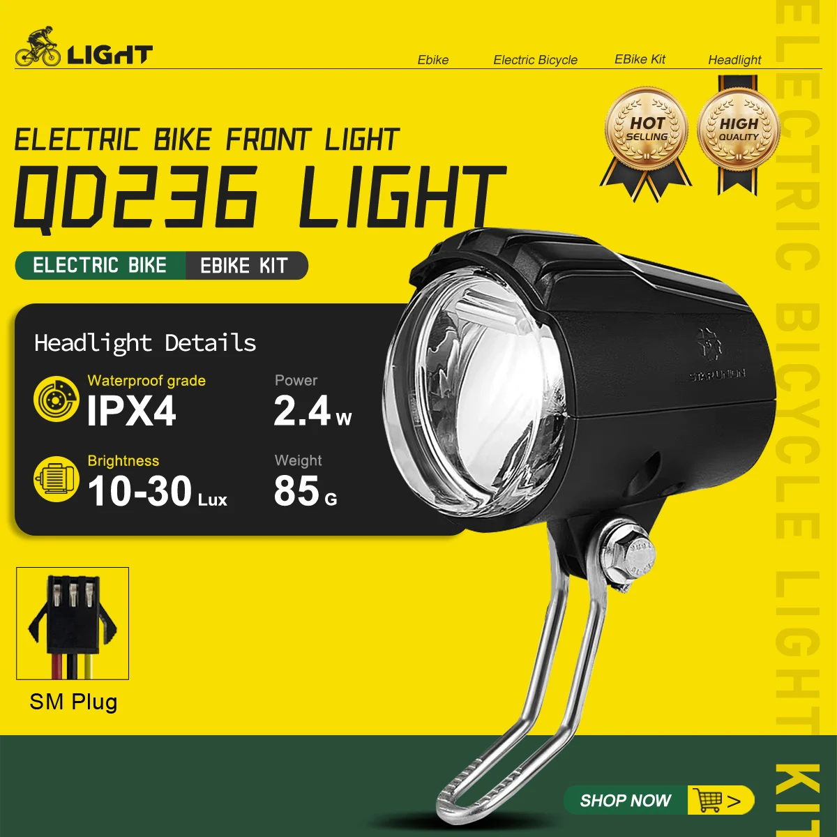 

E-Bike Led Headlight QD236 12V 24V 36V 48V 60V Electric Bicycle Front Light For Electric Bicycle Motorcycles Front Light ﻿