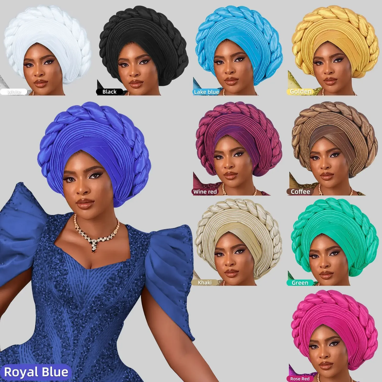 

Nigeria Female Turban Caps Cross Ready to Wear Headscarf Bonnet Arab Head Wraps African Women Braid Turbans Auto Gele Headties