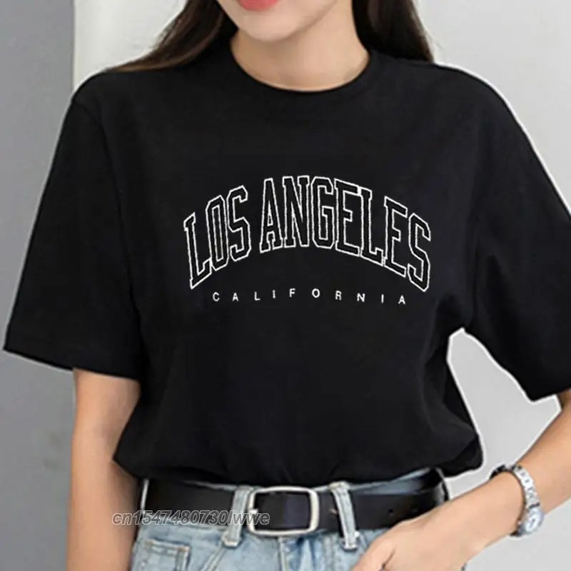 Los Angeles Fashion Tshirt Usa Letter Print Men/Women Graphic T Shirt 100% Cotton Y2k Top Casual Oversized T Shirt