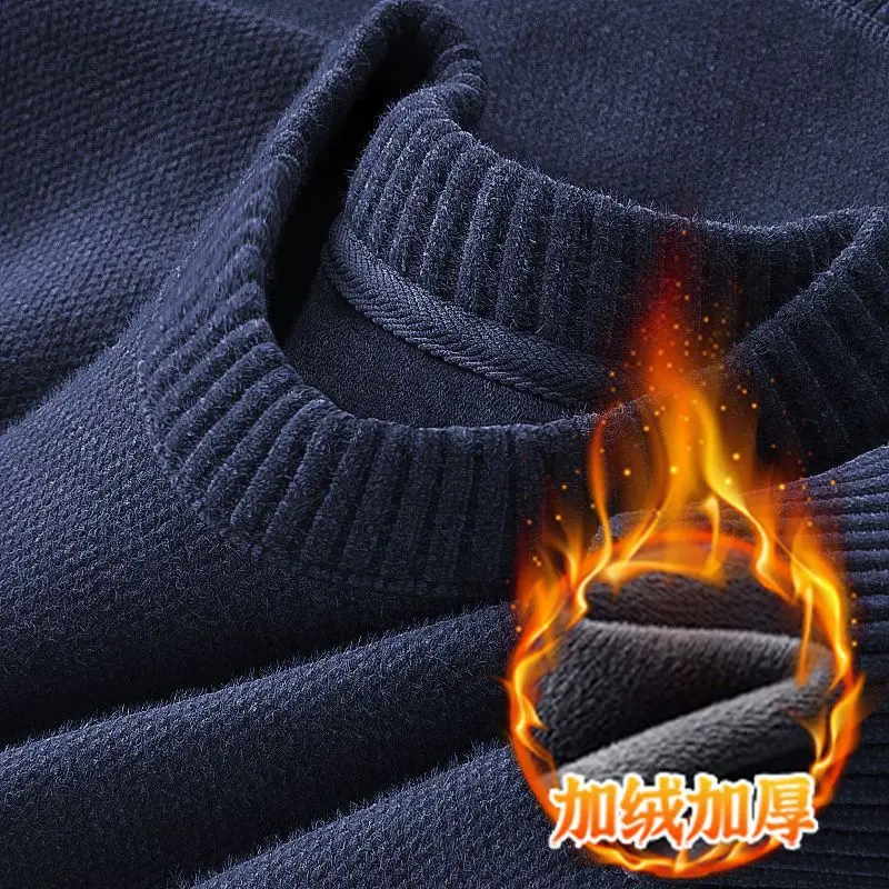 الرجال سترة جديدة ملابس للرجال الشتاء الملابس الدافئة الخريف عادية قميص طويل الأكمام ملابس الشباب تدور قبالة البلوز تريكو #1