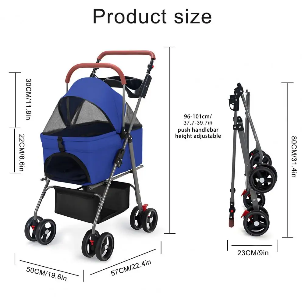 2in1 Puppy Stroller Small And Medium Pet Stroller Lightweight Pet Transporter Folding Outdoor Travel Breathable Cat Dog Stroller