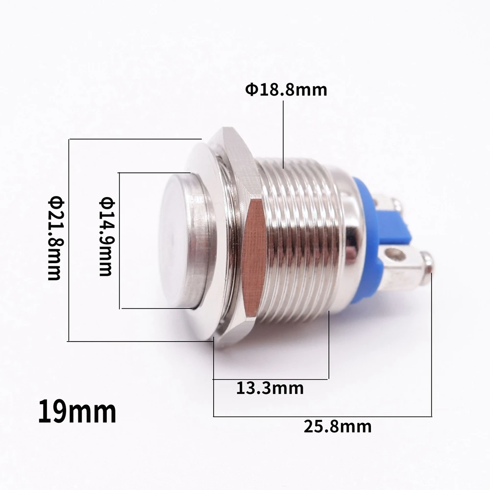 16mm 19mm 22mm Metal Push Button Switch Horn Doorbell Self Reset Button Full Oxygen Screw/Pin Foots Terminal Flat High Ball Head