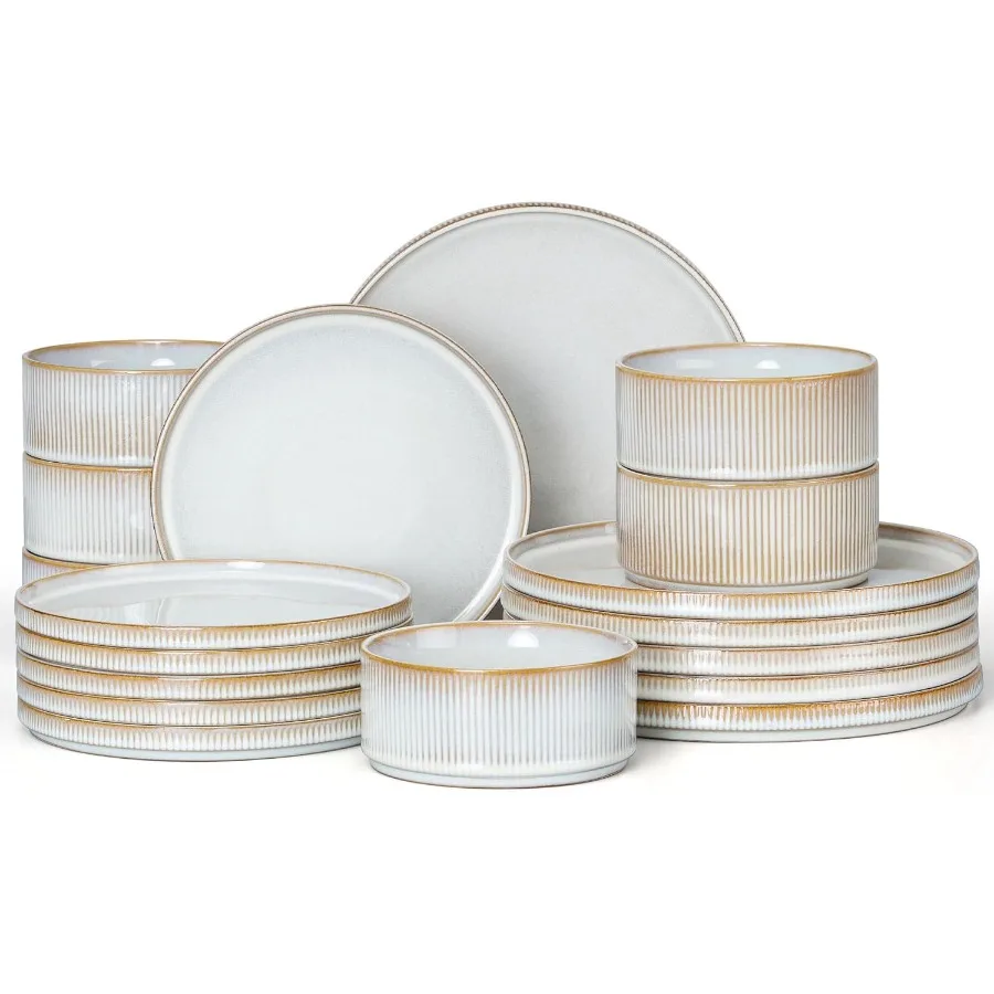 

Наборы керамической посуды, 18 предметов, современные наборы тарелок и мисок, кухонный обеденный фарфоровый набор посуды для 6 стружней и царапин