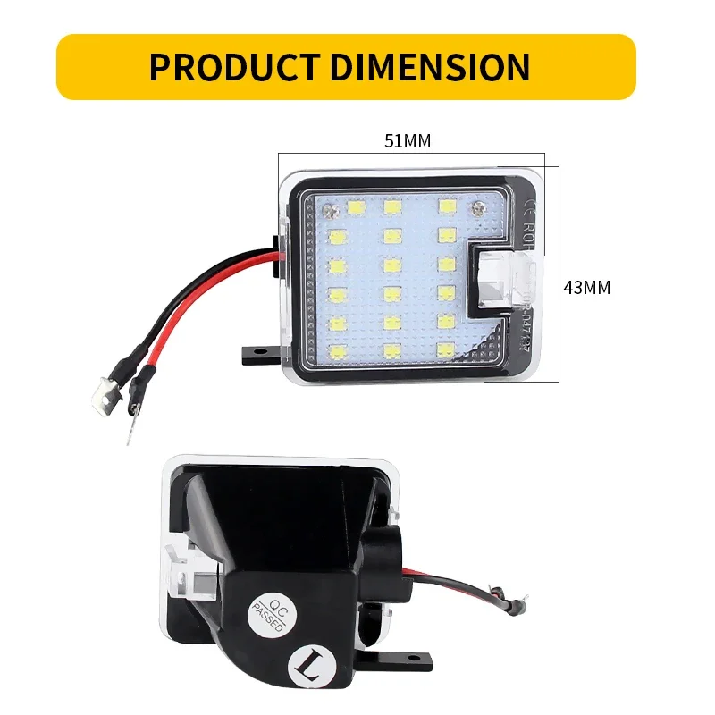 2PCS For Ford Focus 3 Escape 3 Mondeo 4 5 Kuga 1 2 Galaxy 2 C Max S Max Car LED Under Side Mirror Puddle Light Courtesy Lamps