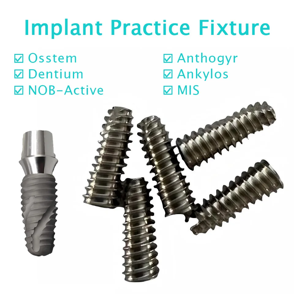 Dental Implant Training Model Compatible with Osstem Dentium Nobel Active Titanium Alloy Practice Tool for Dentist Student