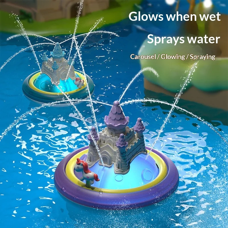 castle-unicorn-electric-water-induction-light-up-water-spray-toy-automatic-spraying-for-bathroom-bathtub-swimming-pool-playing