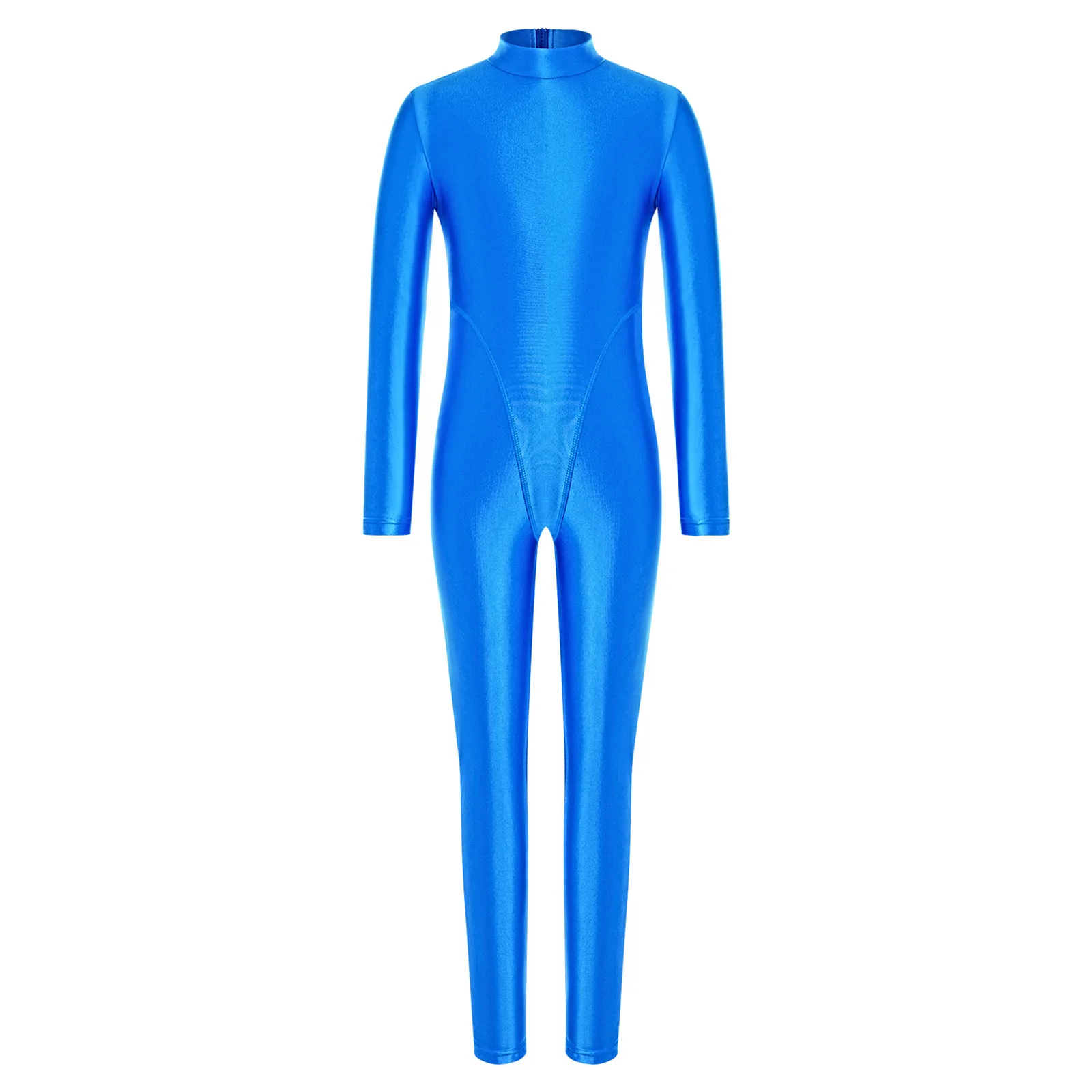 ชุดจั๊มสูทบัลเลต์ยิมนาสติกสำหรับเด็กผู้หญิง คอเต่า แขนยาว ซิปหลัง สำหรับฝึกซ้อมและแสดงการเต้นรำ ฟิกเกอร์สเก็ต