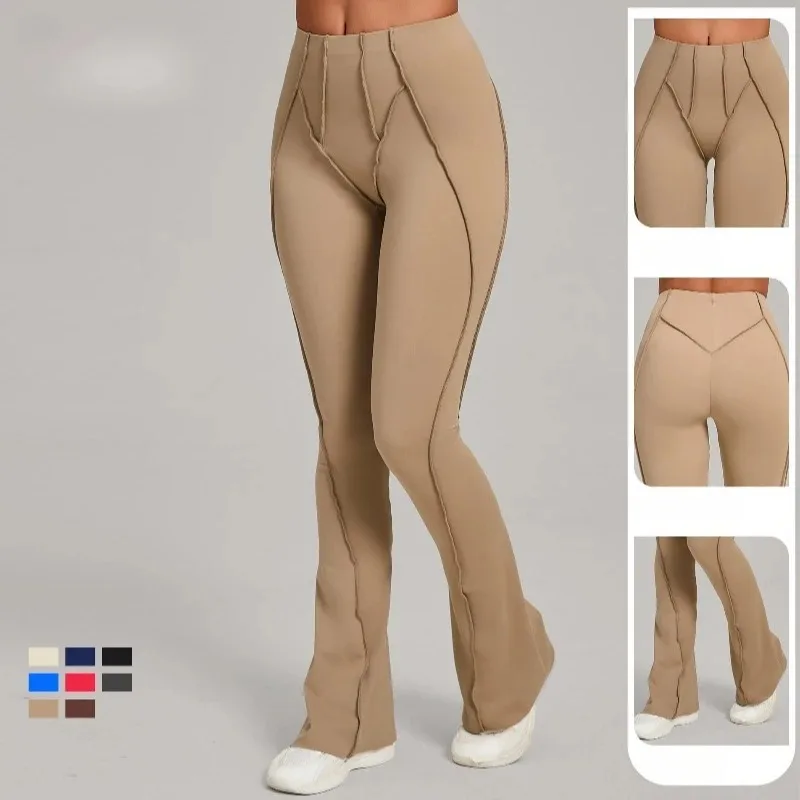 المرأة سليم صالح واسعة الساق ملابس اليوغا الورك رفع ضيق صالح اللياقة البدنية جرس قيعان الرقص عالية الخصر السراويل الرياضية غير رسمية
