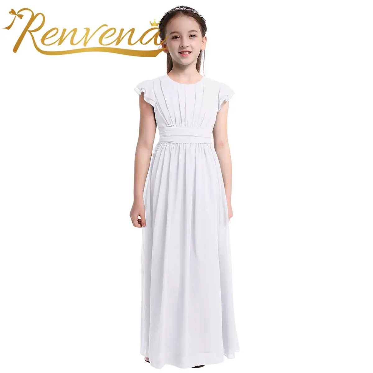 

2024 Flower Girls Chiffon Dress Princess Dresses Teens Birthday Party Evening Prom Gown for Bridesmaid Wedding Formal Maxi Dress