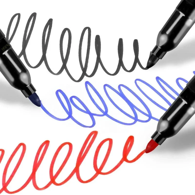 3/6/9/12/18Pcs Permanent Marker Pen Fine Point Waterproof Ink Thin Nib Crude Nib Black Blue Red Ink Fine Color Art Marker Pens