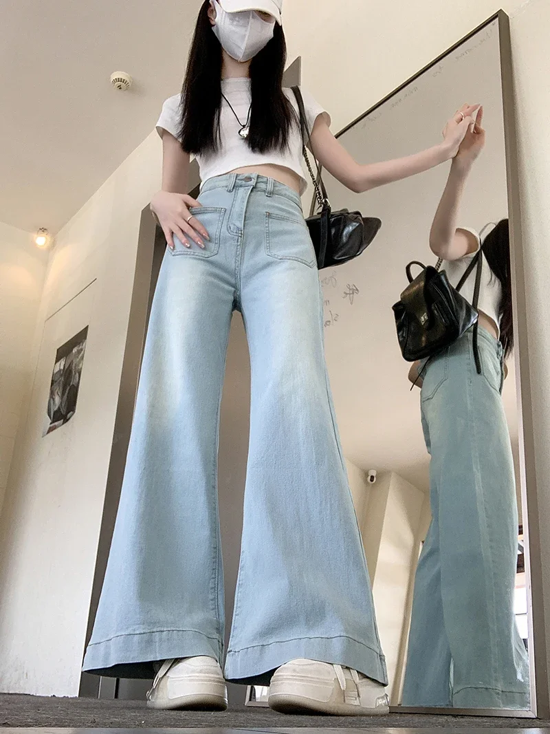 Jeans Women Vintage Baggy High Waist Casual Trousers Streetwear Cool Retro Autumn Full Length Fashion Pockets Girls All-match