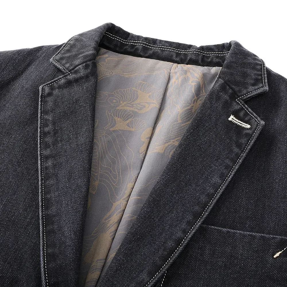 

HOO 2024 Men's Autumn Fashion Denim blazer Business Casual New Youth Handsome Denim blazer