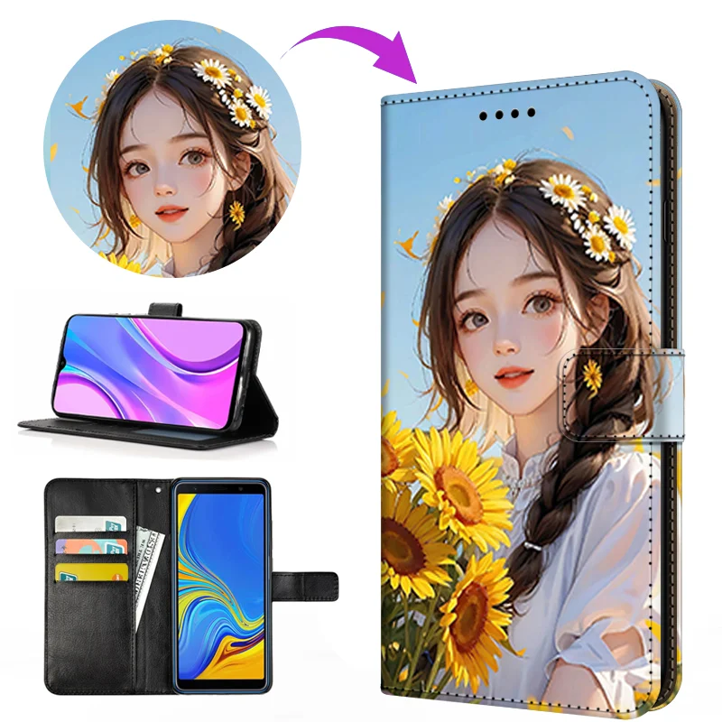Custom Photo Flip Case For Motorola Edge 70 Pro 60 Moto 50 Ultra G06 G56 G86 G04S E7 E6 X40 Power Wallet Card Holder Cover